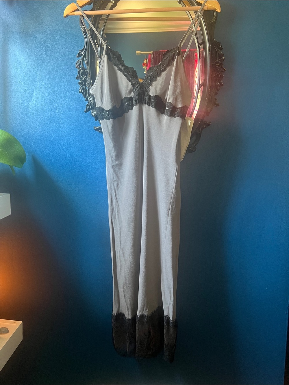 Aratta Gray Chemise with Black Lace Trim SAMPLE